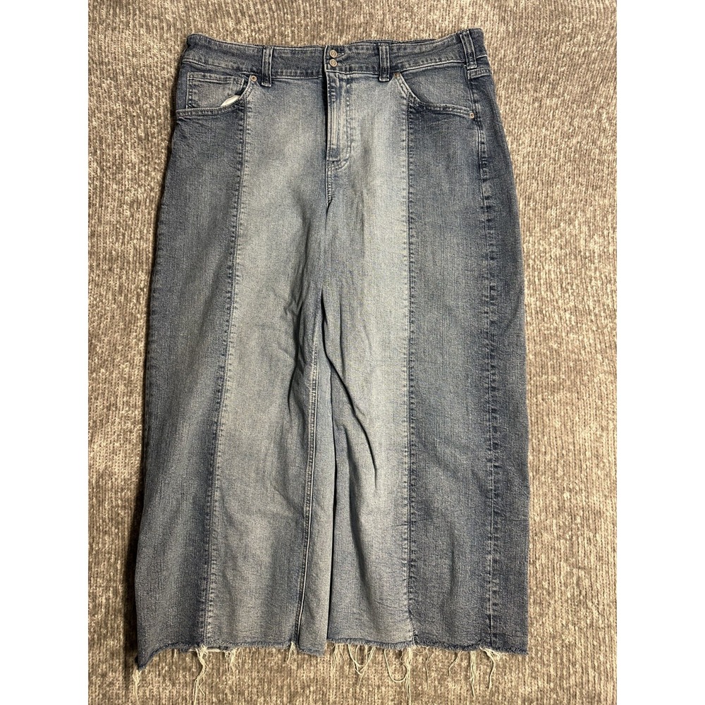 GAP Women's Blue High Rise Stride Wide Leg Two Tone Side Stripe Jeans 34/18